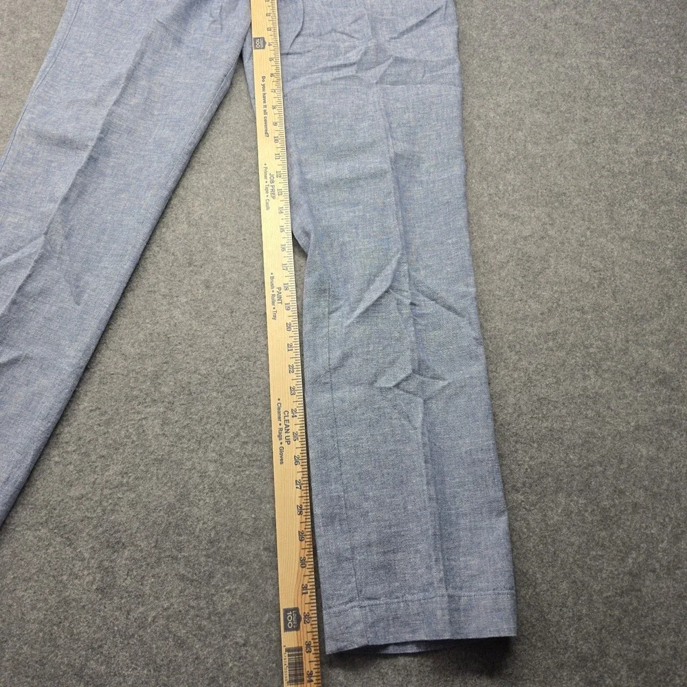 J Crew Pants Mens 34x34 Straight Blue Woven Cotton Linen Dress Pants